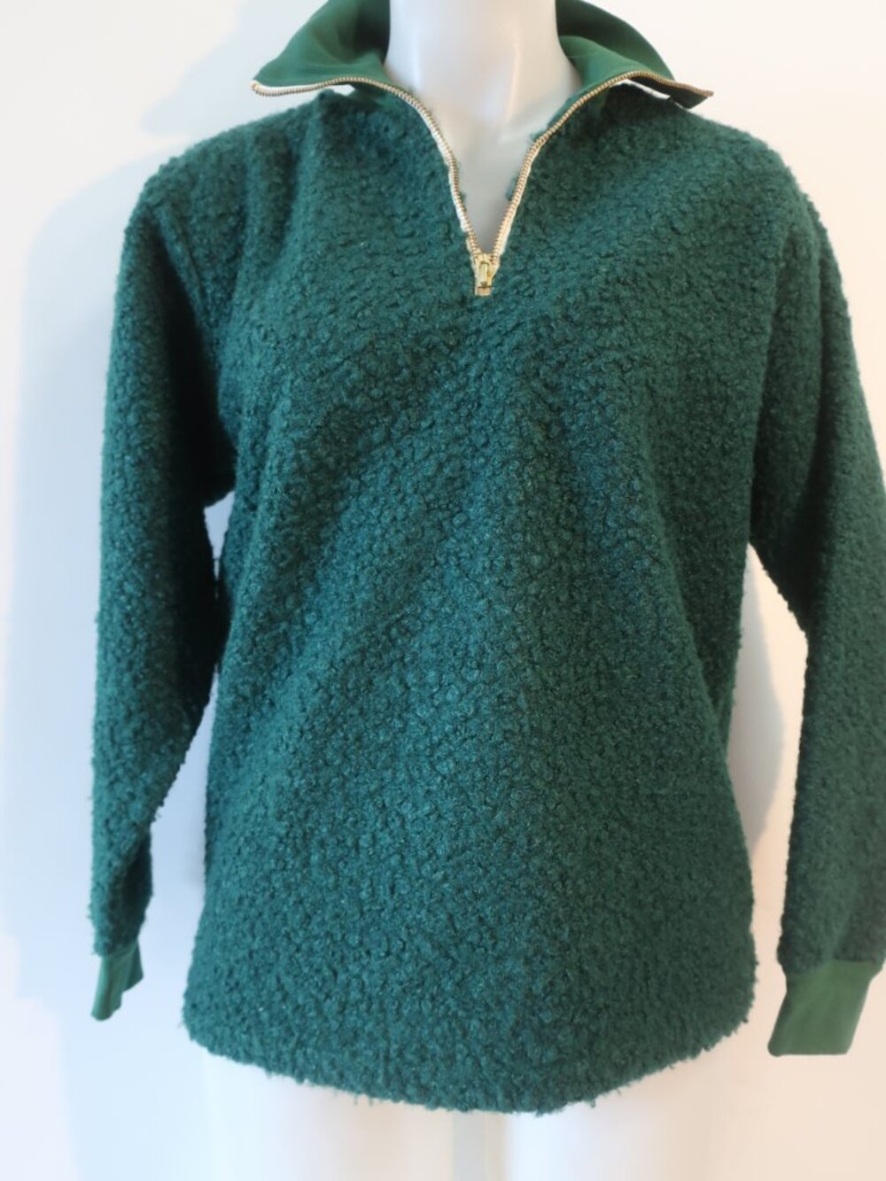 Womens Donni. Green (Item- 46) Curly Half-Zip Sherpa Pullover Shirt Top M